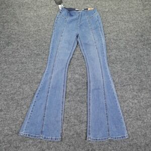 Women's Light Blue Flare Jeans - Classic Wide Leg
